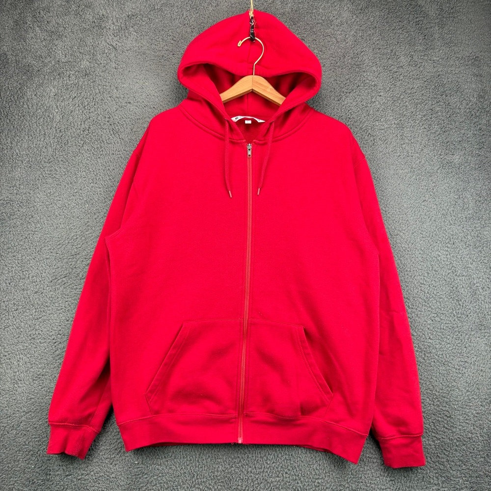 Colosseum Mens Red Full Zip Hoodie Sweatshirt Large Solid Fleece‎ L